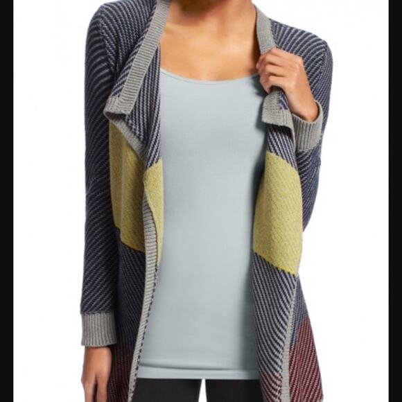 cAbi Color Block Open Front Knit Multicolor Womens Cotton Cardigan Sweater S - Picture 10 of 10